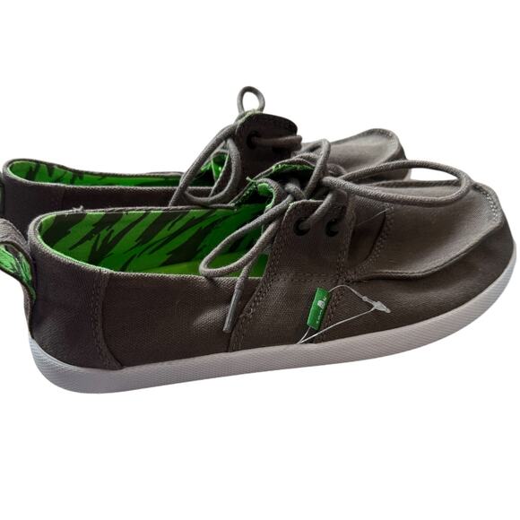 NEW- Sanuk Gray Canvas Lace-Up Loafers Women’s Size 5 US (EU 35 / UK 4) - Picture 2 of 7